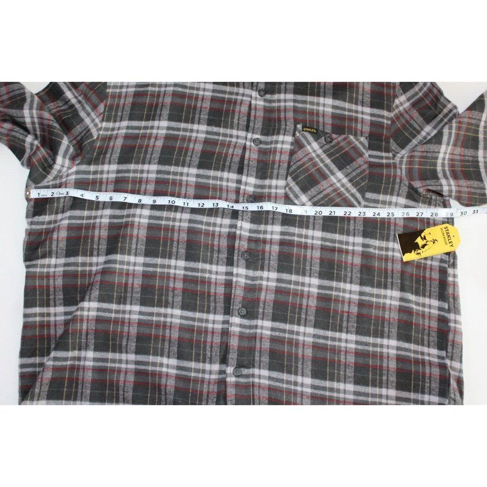 NWT Stanley Workwear Men's Long Sleeve Flannel XXL NEW 2XL Gray Plaid - Picture 4 of 10